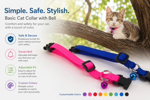 Collar Sencillo para Gatos con Campana, Correa Ajustable de Nailon para Gatos en Colores Brillantes con Hebilla Resistente y Adorable Decoración de Campana - Product Image 3