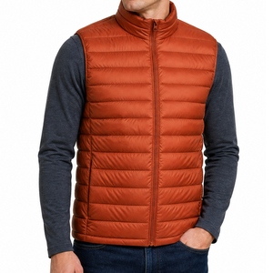 Chaleco Acolchado Ligero Color Naranja Quemado para Hombre, Corte Ajustado, Sin Mangas, Resistente al Viento, Chaqueta de Invierno Acolchada y Cálida - Product Image 1