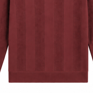 Pull en maille à manches longues pour homme, rouge brique, avec rayures verticales texturées, ourlet côtelé, pull décontracté de qualité supérieure - Product Image 6