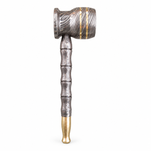 Jexmoo Pipa de Fumar Recta Reutilizable de Acero de Damasco de Lujo Hecha a Mano con Funda de Cuero, Regalo para Papá, Esposo, Novio - Product Image 5