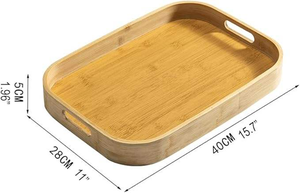 Bamboo <b>Serving</b> Tray <b>Set</b> Rectangular Glass Cup Holder <b>Beverage</b> <b>Serving</b> Plate for Home Hotel Dining - Product Image 2
