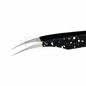 Pince à cils noire professionnelle en acier inoxydable, pointe fine de précision, applicateur d'extensions de cils, outil de beauté - Product Image 3