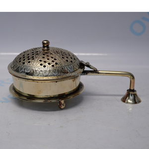 Brûleur d'encens classique en laiton avec poignée, portable, écologique, fait main, pour charbon et bakhoor, idéal pour la maison et le temple - Product Image 3