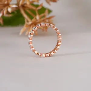 แหวนเพชรทรงบาแกตต์สีโรสโกลด์สุดหรูสำหรับผู้หญิง ดีไซน์วงแหวนเต็มวง เหมาะสำหรับงานแต่งงาน งานหมั้น หรือเป็นของขวัญวันครบรอบ  งานฝีมือประณีต - Product Image 5