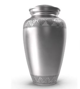 Silver Aluminum Modern Customized Cremation Urn Keepsake <b>Vase</b> with Leaf Pattern Decorative <b>Memorial</b> Jar for Adult Ashes - Product Image 4