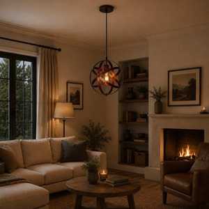 Luminaire suspendu circulaire en fer de style industriel rétro américain pour salon et bar créatif - Product Image 1
