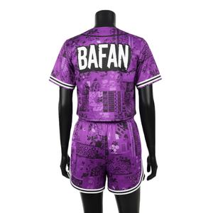 Ensemble short et maillot de baseball pour femme en polyester respirant de qualité supérieure avec logo personnalisé par sublimation, ensembles pour femme 100% coton - Product Image 2