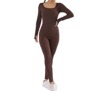 Chándal de mujer, conjunto de Yoga, monos de Yoga, monos de entrenamiento de una pieza, de manga larga peleles, ropa deportiva, conjunto de gimnasio, ropa de entrenamiento para mujer - Product Image 4