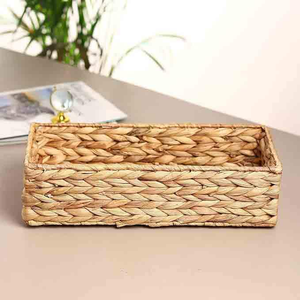 Nouveau Plateau Décoratif en Rotin Tressé à la Main de Haute Qualité pour Salon, Chambre et Cuisine, en Jacinthe d'Eau avec Poignées - Product Image 6
