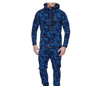 Men <b>Camouflage</b> <b>Tracksuit</b> Wholesale Activewear Hooded Jacket and Jogger Pants Set Custom OEM Sportswear Gym Training Outfit - Product Image 3