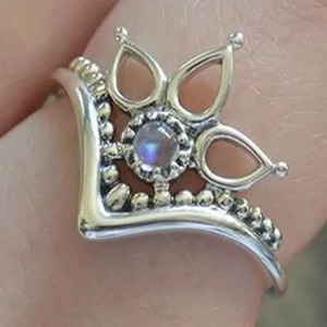 Rainbow Moonstone Round <b>Ring</b> 925 Sterling <b>Silver</b> Handmade <b>Statement</b> Promise <b>Ring</b> for Women June Birthstone Fine Jewelry - Product Image 3