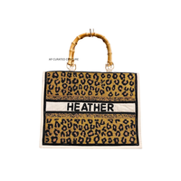 Sacs fourre-tout ouverts à fermeture éclair, faits main, perlés, brodés à la main, personnalisés, dernier design, avec poignée en bambou, en coton, pour la plage