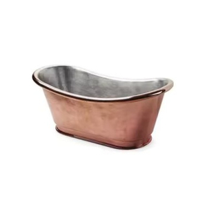 Modern Design Copper Bathtub Freestanding Eco-friendly Silver & Copper Finish Large Size Metal Bathtub for Bathroom Use - Product Image 1