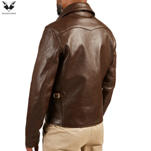 Chaqueta de Cuero Genuino para Hombre, Color Marrón Sólido, Estilo Único, Nueva Tendencia, Delgada, con Cierre, para Invierno - Product Image 6