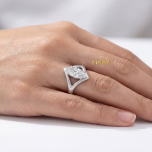 Trendy Minimalist Marquise Cut Lab Grown Diamond Engagement <b>Ring</b> <b>Solitaire</b> Setting 14K 18K Gold Bridal Wedding Party Proposal - Product Image 2