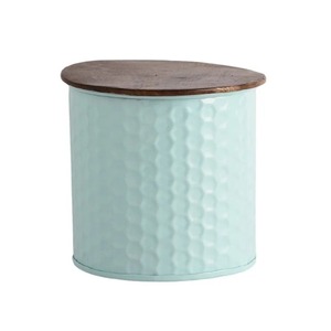 Contenants de stockage alimentaire en métal, forme cylindrique, avec couvercle en bois, hermétiques, préservation de la fraîcheur, utilisation en cuisine, design minimaliste - Product Image 3