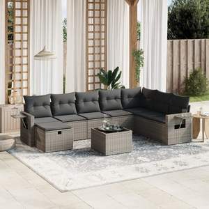 Conjunto de Sofás Modulares Grandes de Ratán Sintético Gris para Jardín, Muebles de Jardín de Alta Calidad en Varias Piezas - Product Image 1