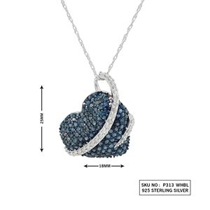 จี้เพชรธรรมชาติสีขาวน้ำเงิน JEWELSPAARK 1.62 กะรัต สำหรับผู้หญิง สร้อยคอเงินแท้ 925 ชุบโรเดียม ความยาว 18 นิ้ว - Product Image 6