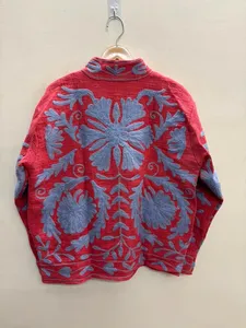 Chaqueta Corta Elegante para Mujer, Hecha a Mano en India, con Diseño Étnico, Color Rosa Vibrante, Tela de Algodón, Cuello Mandarín Abierto - Product Image 2