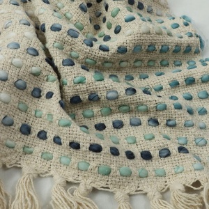 Handmade Decorative Handwoven Cotton Sofa <b>Throw</b> With Textured Weave Tassel Fringe Border Lightweight <b>Blanket</b> - Product Image 4