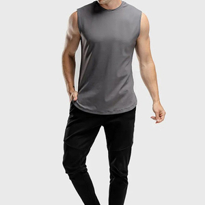Débardeur de sport uni de qualité, côtelé, col carré, pour homme, idéal pour la gym et le fitness - Product Image 3