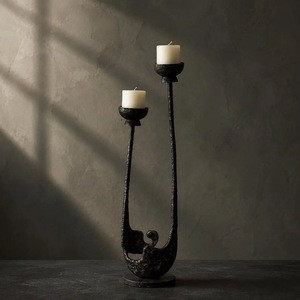 Porte-bougie élégant en fer noir, fait main, forme personnalisée, décoration de luxe pour salon, table à manger, événements de mariage, occasions romantiques - Product Image 2