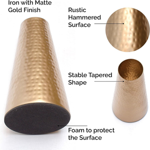 Vase à fleurs en fer doré avec placage or, fait main, durable, design traditionnel pour la décoration de la maison, du bureau ou d'un mariage - Product Image 3