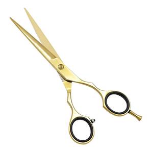 Ensemble de ciseaux de coiffure professionnels en acier inoxydable doré, lame tranchante, pour droitiers, manche long, légers, réutilisables, 28 dents - Product Image 3