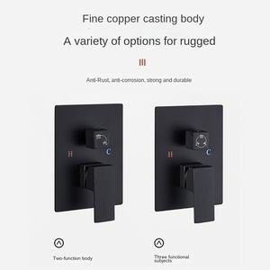 Système de <span class=keywords><strong>douche</strong></span> noir mat avec robinet en laiton, pommeau de pluie de 12 pouces, ensemble mitigeur mural encastré avec boîtier pré-encastré - Product Image 3