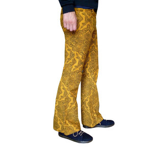 Pantalon évasé jaune imprimé pour homme, taille élastique, style décontracté, 100% coton, style été - Product Image 5