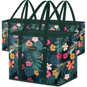 Set di 3 Borse Pieghevoli per la Spesa, Riutilizzabili con Fondo Rinforzato e Manici per la Stagione dei Fiori - Product Image 1