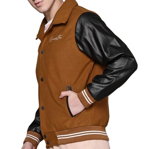 Veste universitaire de baseball patchwork de haute qualité, col montant, écologique, à bas prix, imprimée, pour la vente en gros - Product Image 2