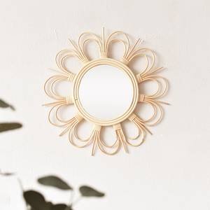 Maison hôtel décoration grands miroirs muraux bohème rond grande fleur forme rotin miroirs FBA service support - Product Image 5