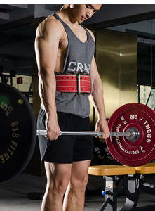 Ceinture de musculation ajustable en cuir naturel avec boucle de fermeture, personnalisable (couleur/logo), pour protection et fitness, blanche - Product Image 2