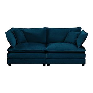Set Divano Componibile Imbottito 4 Pezzi: 1 Divano a 2 Posti e 2 Pouf per Soggiorno - Product Image 3