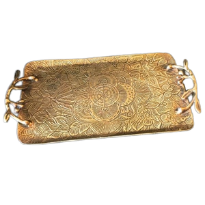 ถาดเสิร์ฟพร้อมสลักลายแมนดาลาอลูมิเนียมหรูหราทันสมัยของตกแต่งบ้านงานคริสต์มาสงานแต่งงานของขวัญวันขอบคุณพระเจ้า - Product Image 1