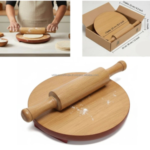 Traditional <b>Wooden</b> Chakla Belan with Stand Elegant Indian Kitchen Tool Handcrafted <b>Rolling</b> Pastry Board Set - Product Image 5