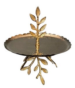 <b>3</b>-<b>Tier</b> Luxury Gold Metal <b>Cake</b> <b>Stand</b> Branch Leaf Design Dessert Cupcake Display Tray for Wedding Party Event Home Decoration - Product Image 4