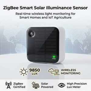 เซ็นเซอร์วัดแสงอัจฉริยะ ZigBee พลังงานแสงอาทิตย์ เครื่องวัดความเข้มแสงไร้สาย จอภาพวัดแสงแบบเรียลไทม์ IoT การเกษตร บ้านอัจฉริยะ - Product Image 2