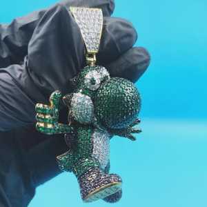 Colgante de Garra Personalizado para Hombre, de Dos Tonos, con Personaje de Dibujos Animados, con Incrustaciones de Moissanita VVS de Corte Brillante, Chapado en Oro de 18K sobre Plata 925, Estilo Hip Hop - Product Image 6