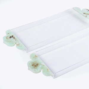 <b>Crystal</b> Clear Epoxy Resin Coffee Cup Set with Artistic Stone Pattern Tray - Product Image 1