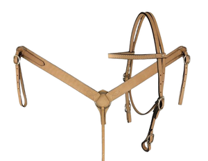 Cow Leather Browband Headstall Breast Collar <b>Set</b> with Reins Premium Handmade Western Horse Tack Genuine Leather Riding Gear - Product Image 3