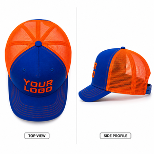 Custom Leather Patch Foam Front Trucker <b>Cap</b> Canvas Front Panel Nylon Mesh Back Wholesale Bulk Supplier For Summer Outdoor Wear - Product Image 3