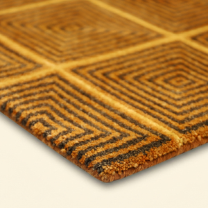 DECORDEC Amber Labyrinth Mustard <b>Brown</b> Hand Tufted Wool Rug Modern Interlocking Key Lattice Pattern Eco Friendly Non-Slip - Product Image 6