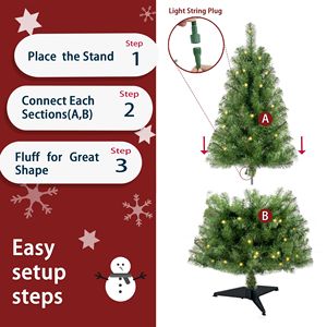 Albero di Natale Artificiale Realistico in Abete di Norwood da 120 cm con 100 Luci LED Bianco Caldo, 241 Punte di Rami, Pre-Illuminato, con Supporto, in PVC Verde - Product Image 4