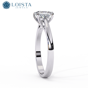 Bague solitaire LOISTA en platine avec diamant taille princesse, style classique de fiançailles pour femme, diamant naturel certifié GIA couleur D - Product Image 2
