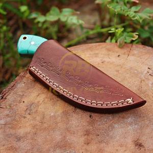 Cuchillo de Caza y Desollado de Acero al Carbono Hecho a Mano con Mango de Resina, Hoja Fija de Espiga Completa, DIY OEM, Funda de Cuero - Product Image 6