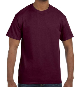 T-shirt Homme Col Rond Manches Courtes Bordeaux Coupe Droite en Jersey Coton/Spandex Respirant Anti-Plis – Vente en Gros - Product Image 1