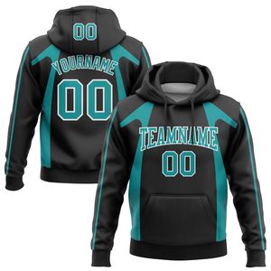 Sweat à capuche personnalisé pour homme, noir et vert, en polyester par sublimation, décontracté, pour le sport, vêtement d'automne avec poche pour nom et numéro - Product Image 6