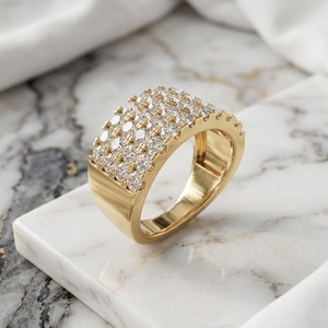 2.05CTW Round Cut Pave Set Triple Row <b>Statement</b> <b>Ring</b> - Product Image 2